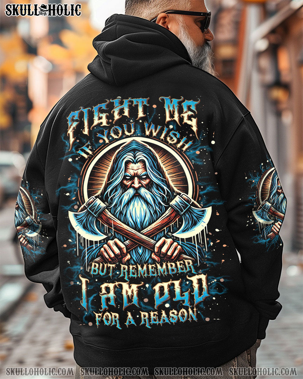 BLISSCORNERS FIGHT ME IF YOU WISH OLD SKULL ALL OVER PRINT