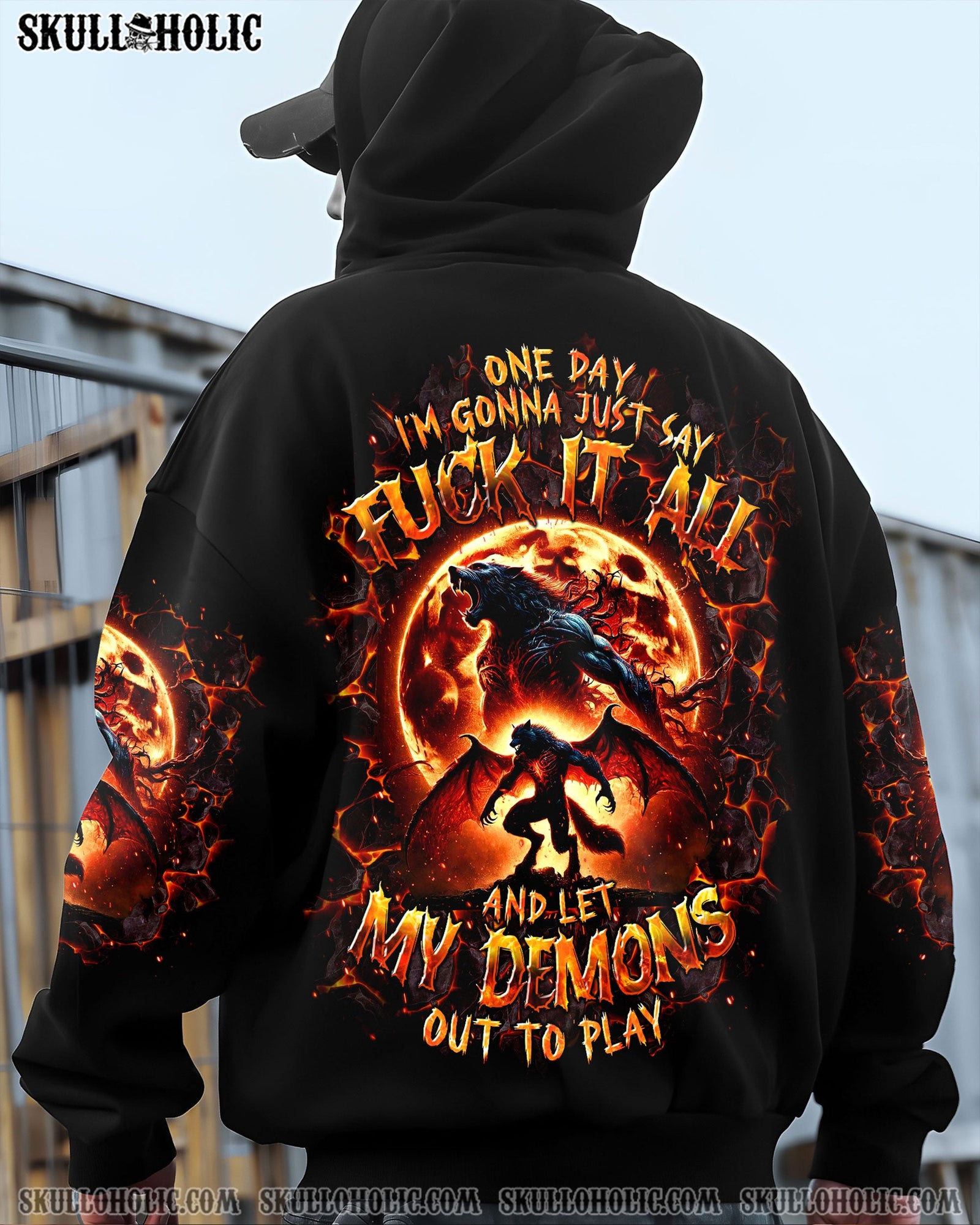 BLISSCORNERS ONE DAY I'M GONNA JUST SAY SKULL WOLF ALL OVER PRINT