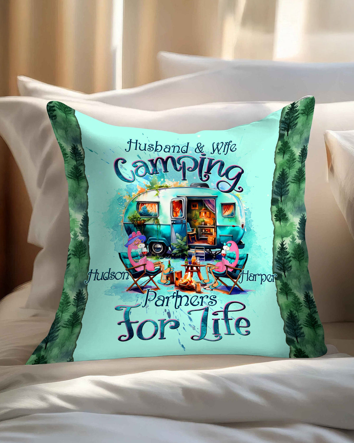 BLISSCORNERS PERSONALIZED HUSBAND AND WIFE FLAMINGO   PILLOW