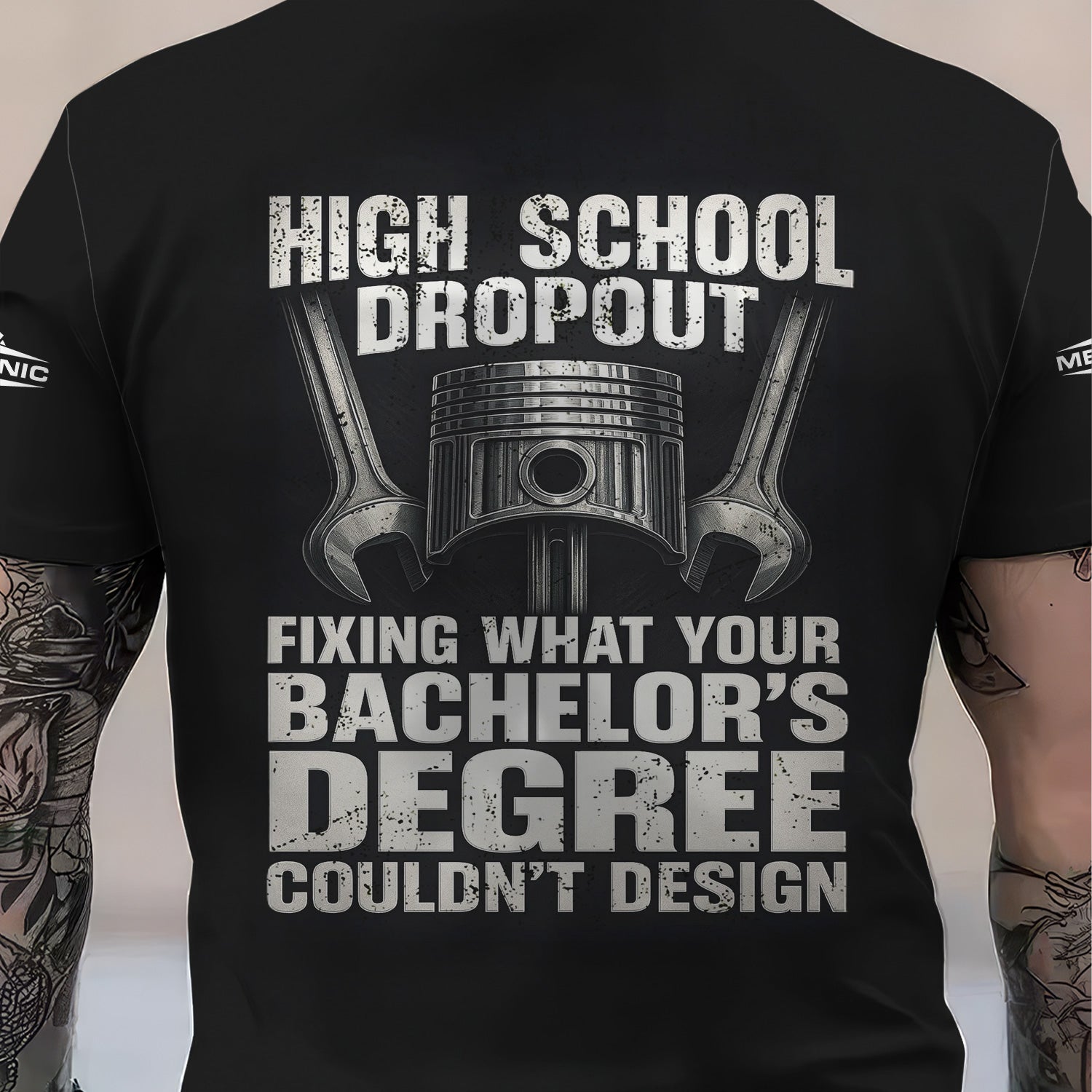 Blisscorners Personalized Mechanic Shirt, High School Dropout Fixing What Your Bachelor's Degree Couldn't Design, Gift For Men