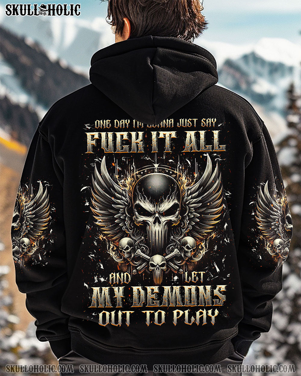 BLISSCORNERS ONE DAY I'M GONNA JUST SAY DEMON SKULL ALL OVER PRINT