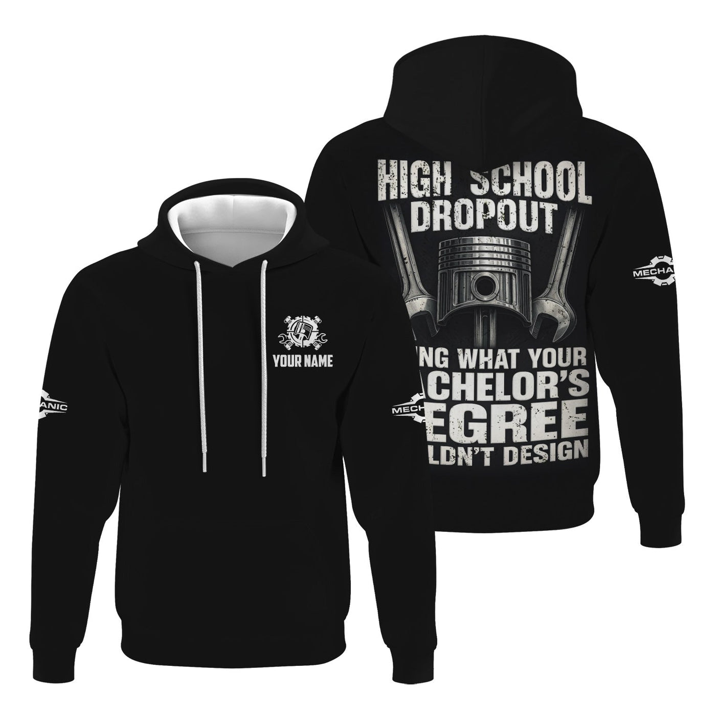Blisscorners Personalized Mechanic Shirt, High School Dropout Fixing What Your Bachelor's Degree Couldn't Design, Gift For Men