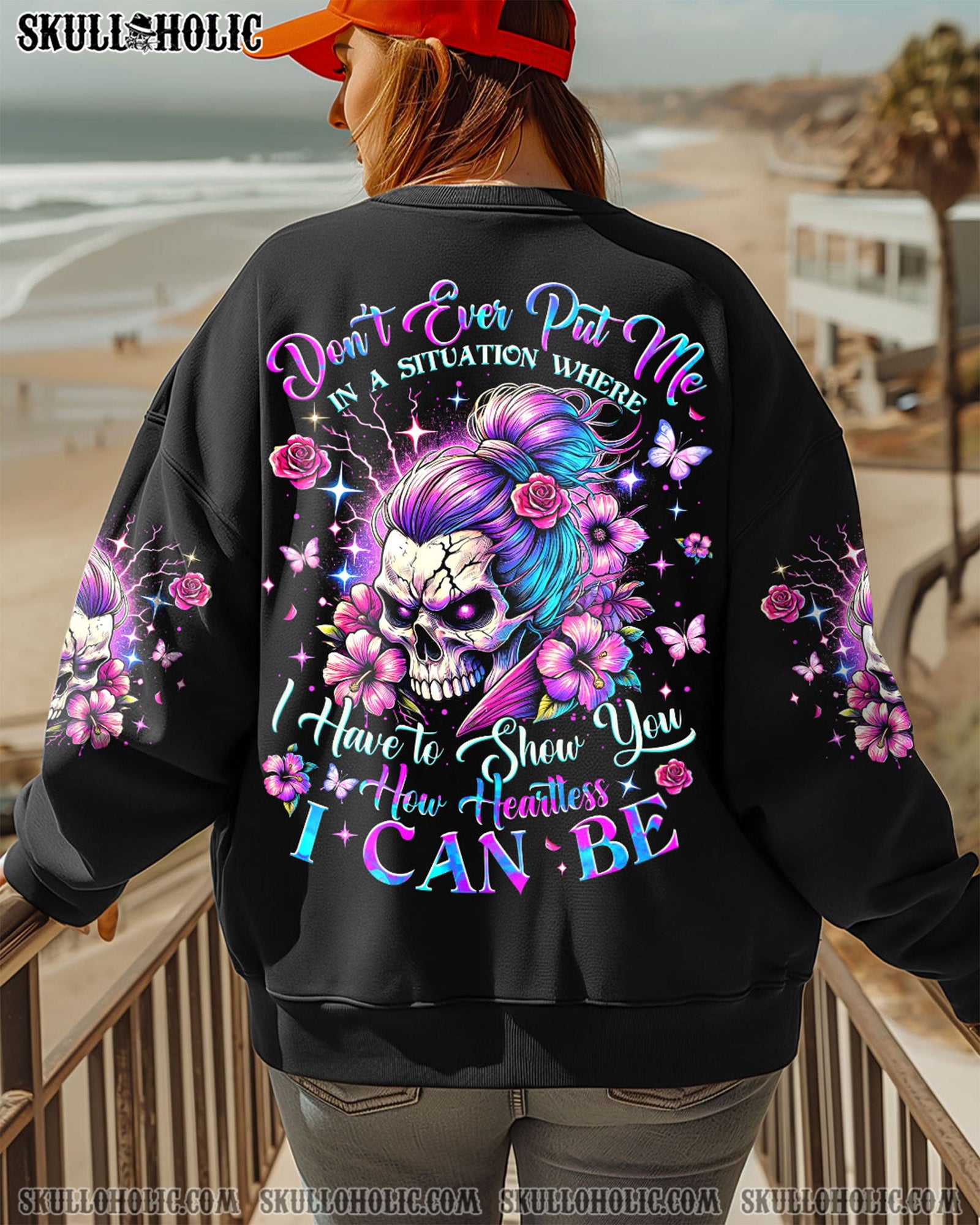 BLISSCORNERS DON'T LIKE ME YOUR PROBLEM MESSY BUN SKULL TIE DYE ALL OVER PRINT -  TLTW2002251
