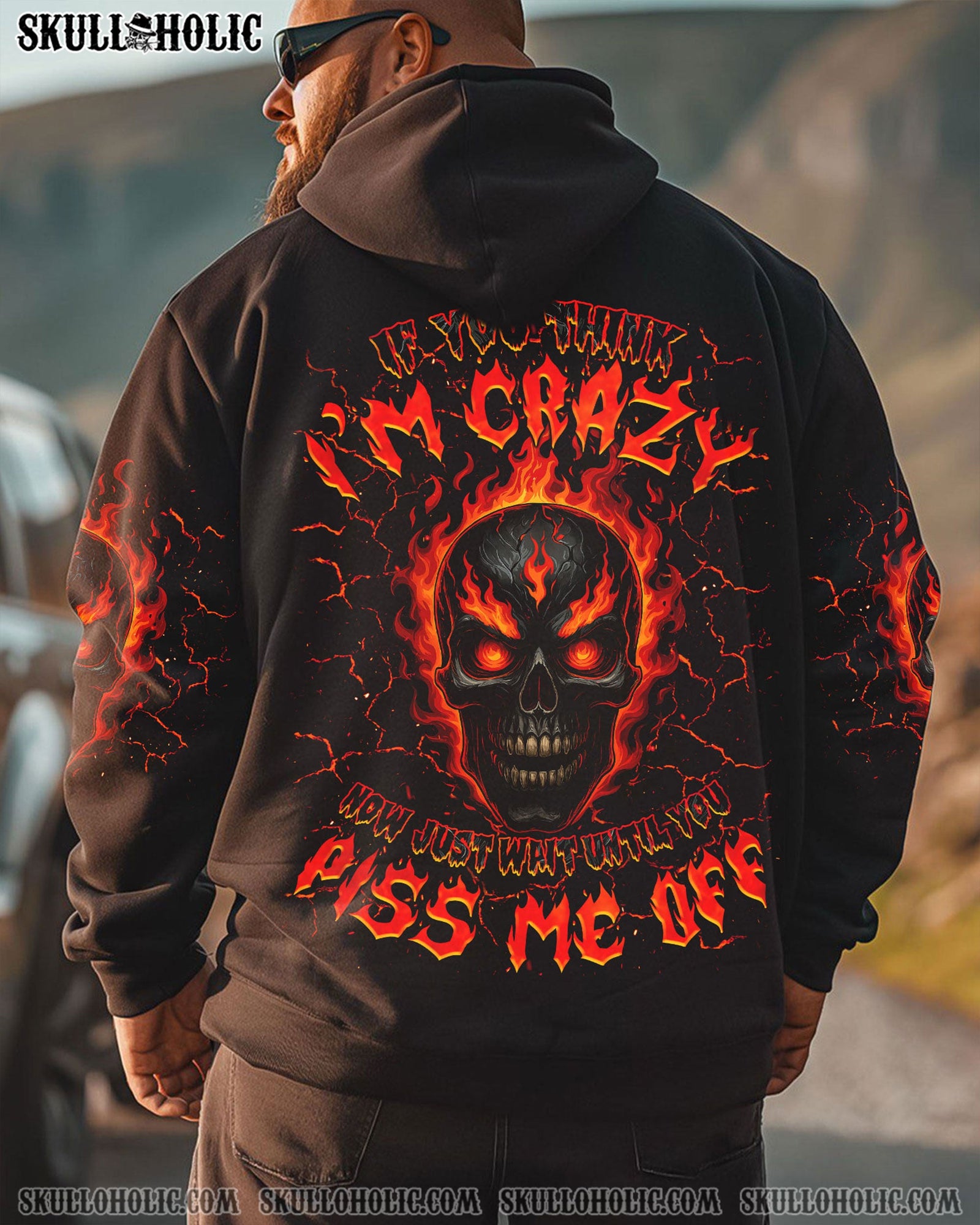 BLISSCORNERS IF YOU THINK I'M CRAZY FIRE SKULL ALL OVER PRINT