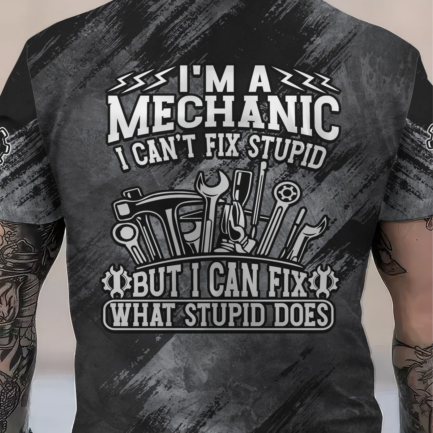 Blisscorners Vintage Mechanic Unisex T Shirt I'm A Mechanic I Can't Fix Stupid Shirt All Over Print