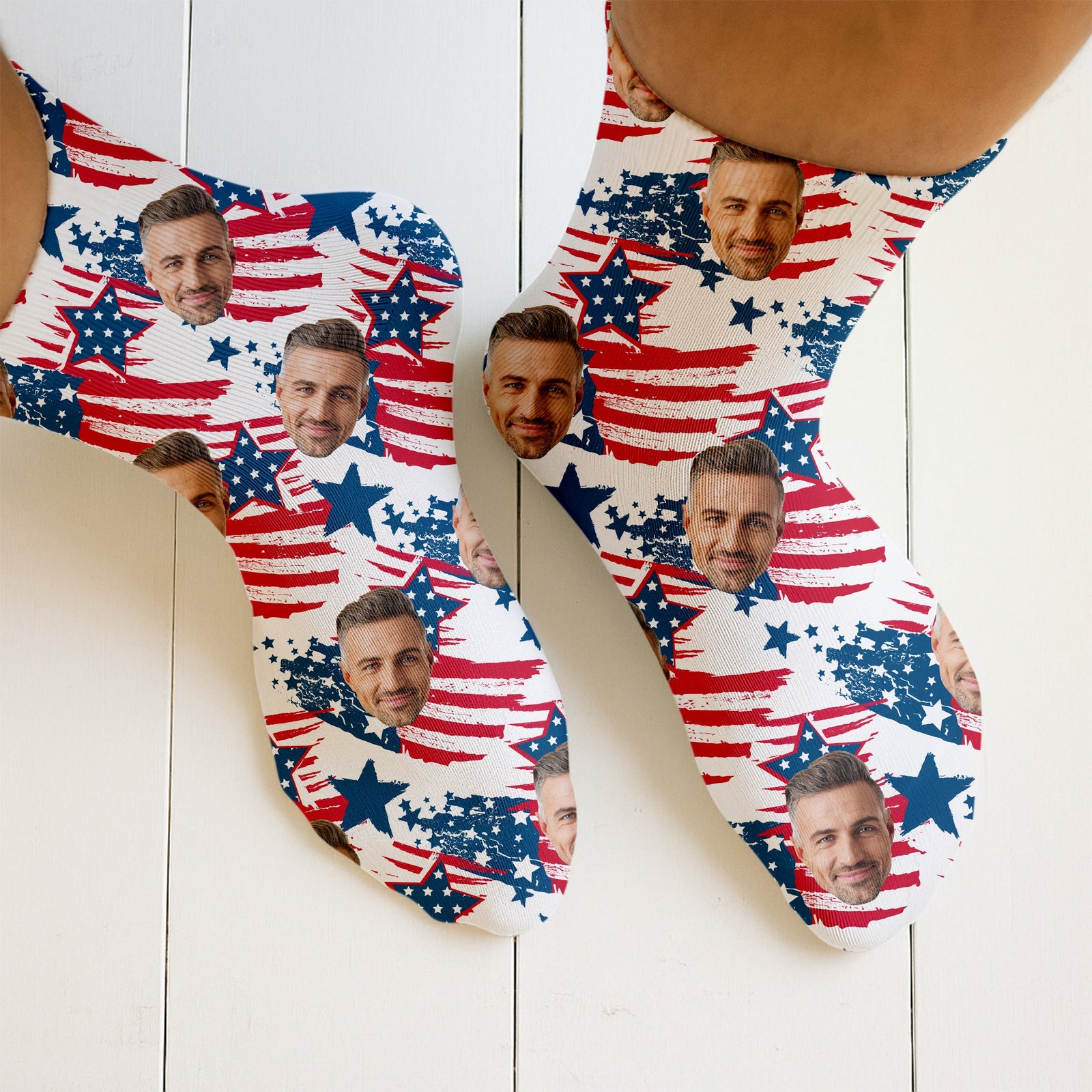 Blisscorners Custom Independence Day Gift, Custom Socks With Pictures, Fun Socks For Men, Socks American FlagLM2611