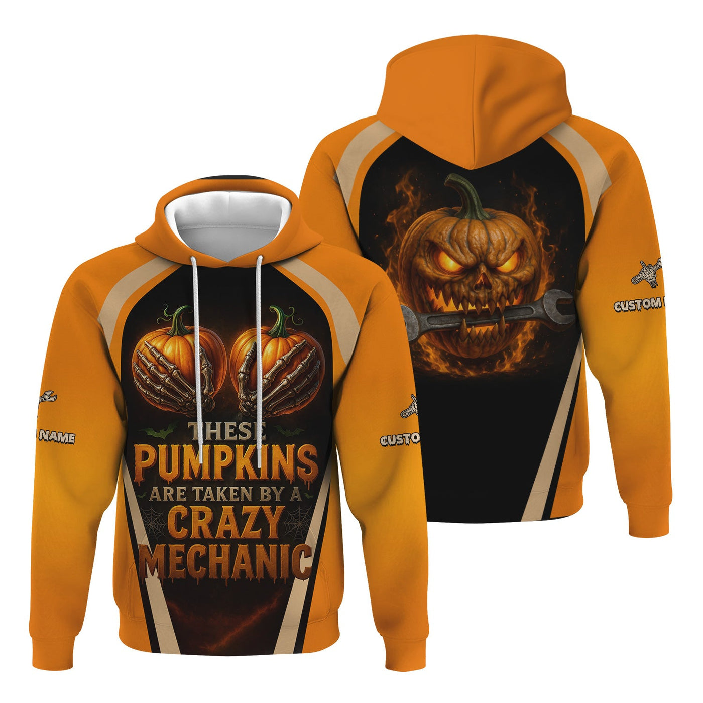 Blisscorners Personalized Mechanic Shirt, Funny Halloween Design These Pumpkins Are Taken By A Crazy Mechanic, Gift For Men