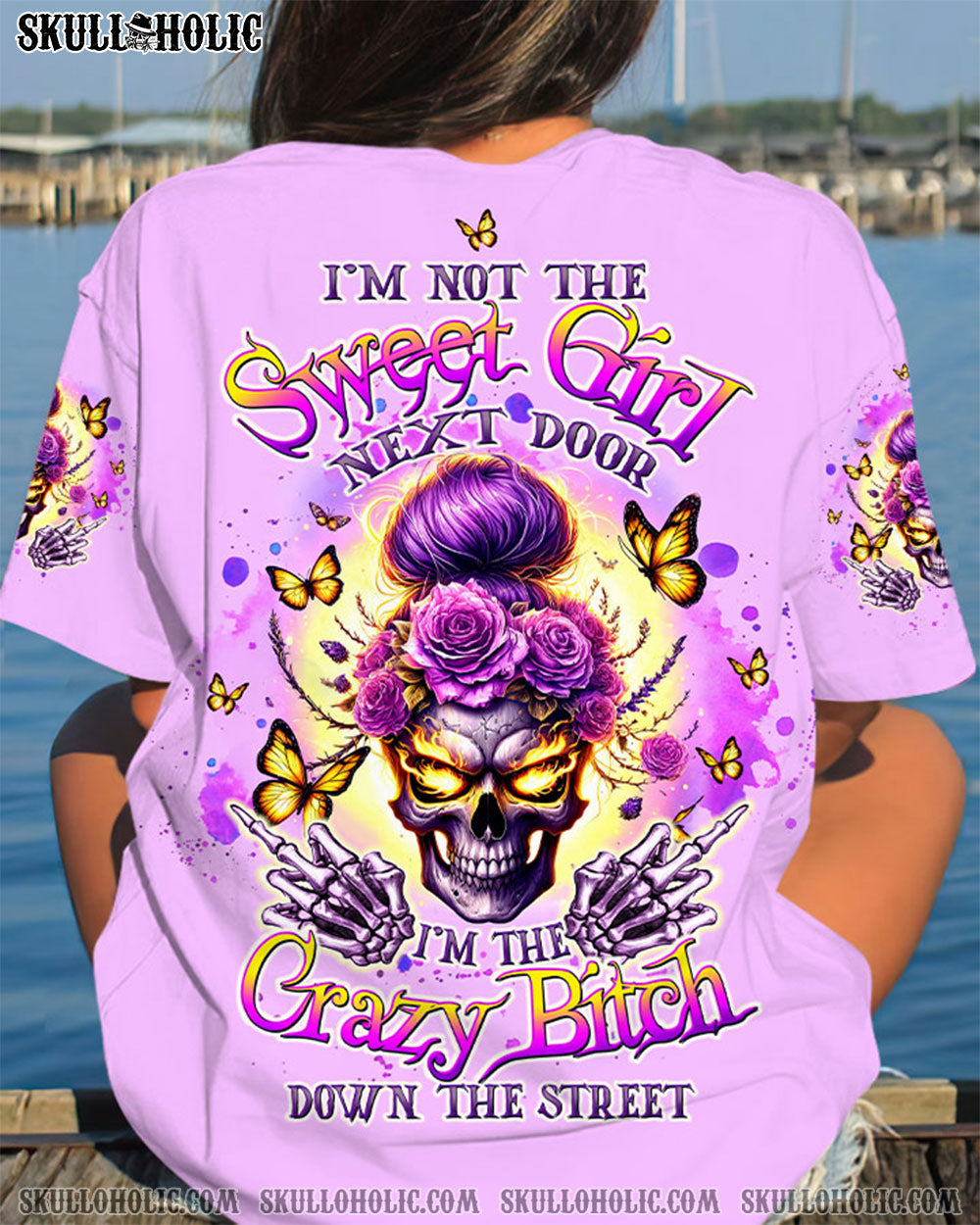 BLISSCORNERS YOU COULDN'T HANDLE ME MESSY BUN SKULL ALL OVER PRINT