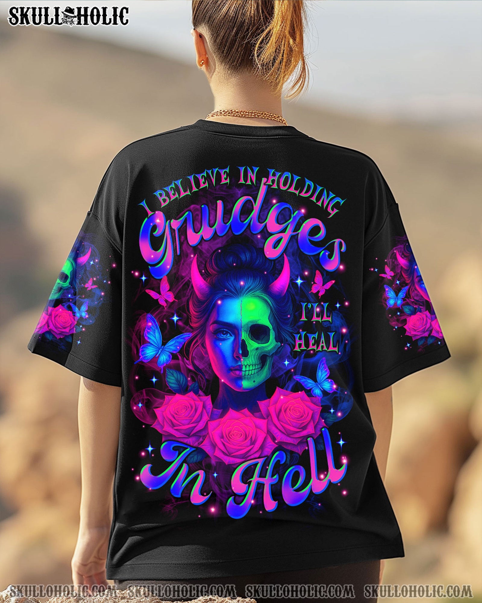BLISSCORNERS I'LL HEAL IN HELL SKULL LADY ALL OVER PRINT