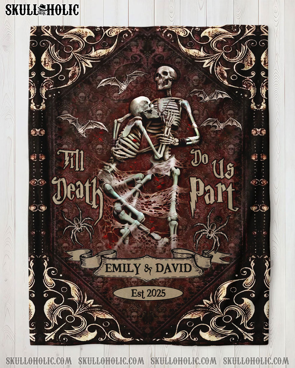 BLISSCORNERS PERSONALIZED TILL DEATH DO US PART COUPLE FLEECE BLANKET