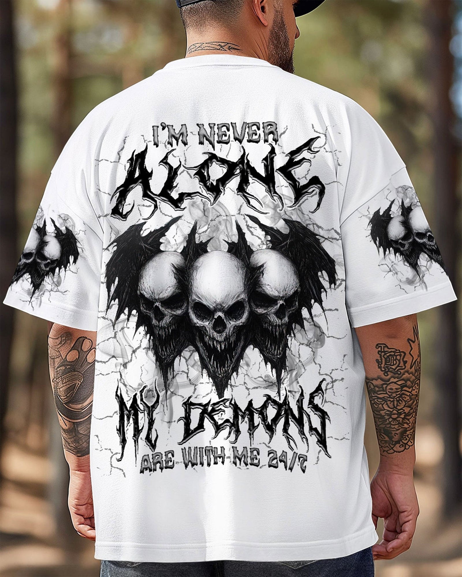 BLISSCORNERS I'M NEVER ALONE SKULL DEMON ALL OVER PRINT