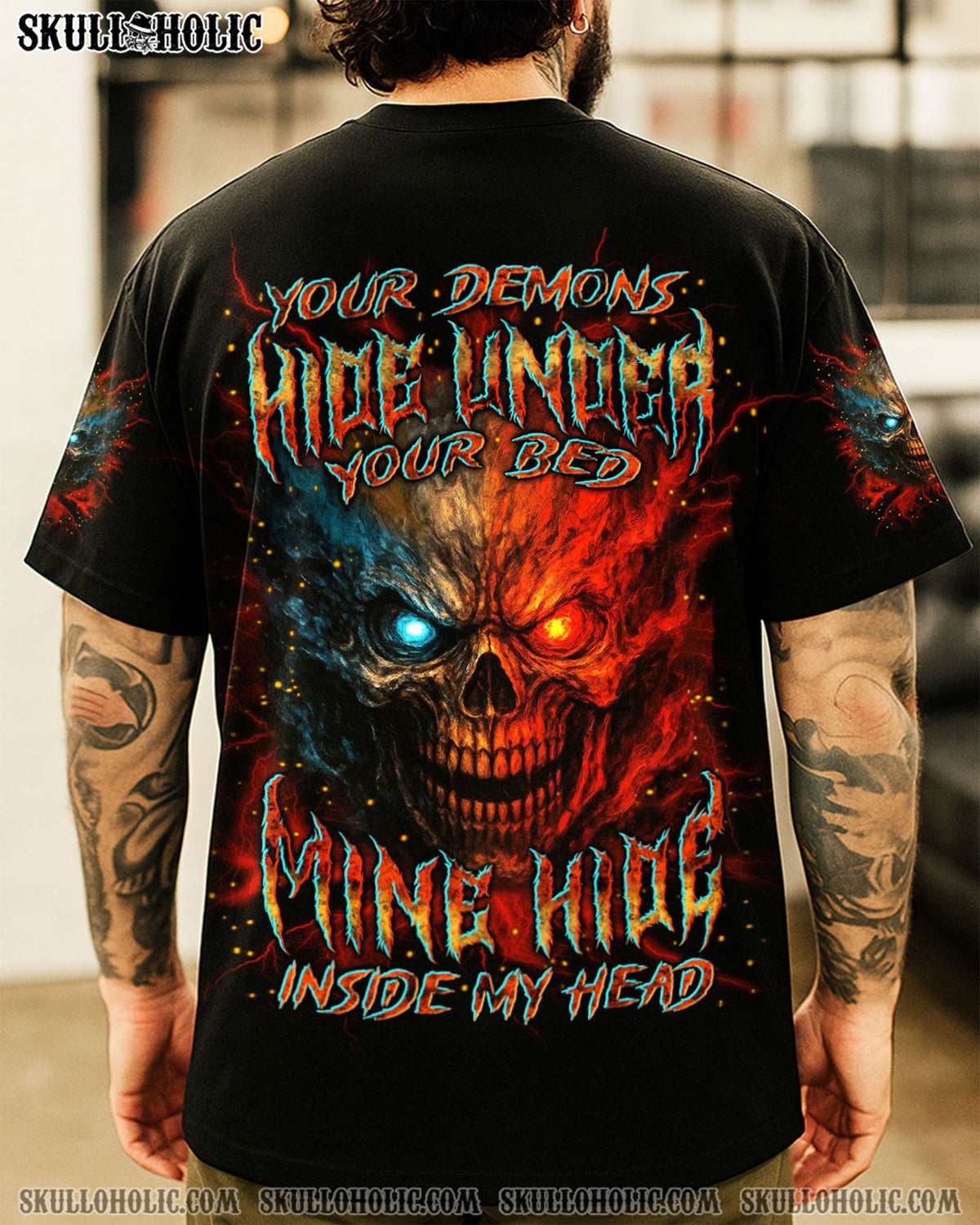 BLISSCORNERS YOUR DEMONS HIDE UNDER YOUR BED SKULL ALL OVER PRINT