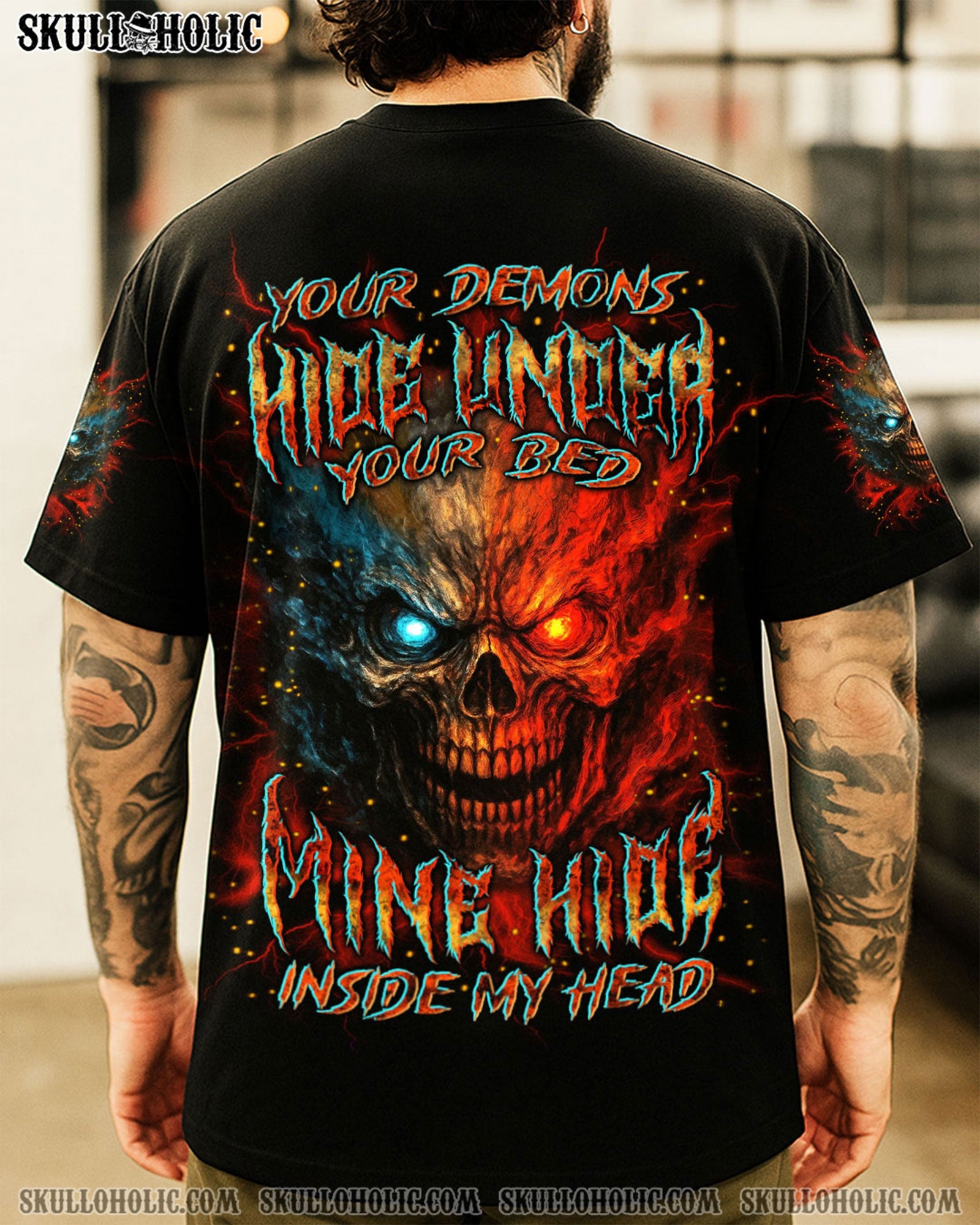 BLISSCORNERS YOUR DEMONS HIDE UNDER YOUR BED SKULL ALL OVER PRINT