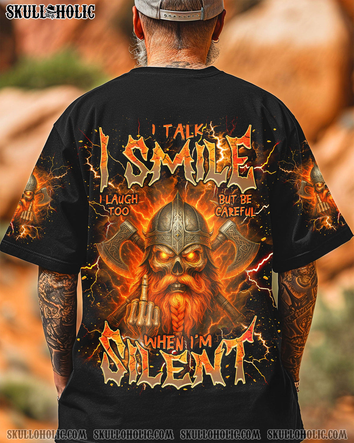 BLISSCORNERS BE CAREFUL WHEN I'M SILENT SKULL VIKING ALL OVER PRINT