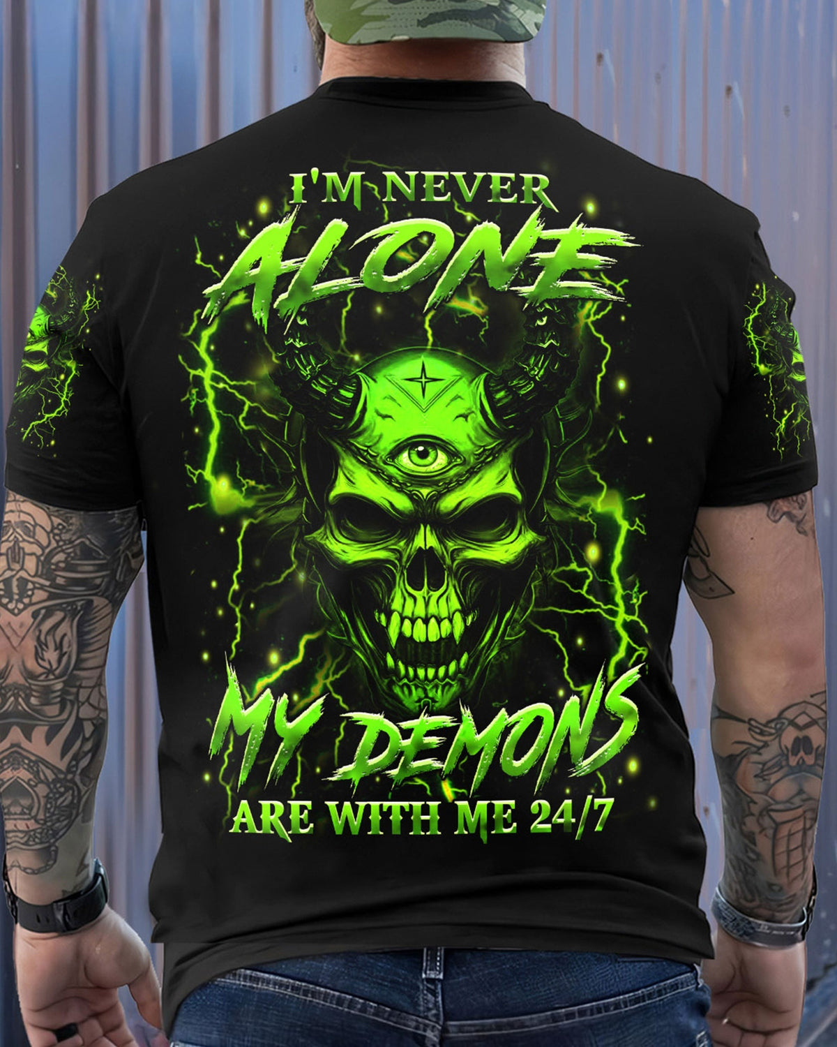 BLISSCORNERS I'M NEVER ALONE SKULL DEMON ALL OVER PRINT