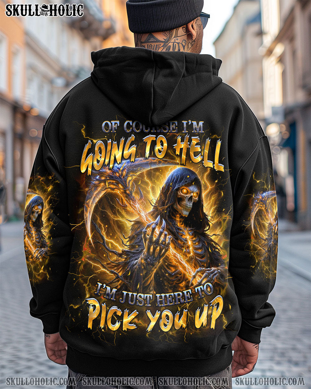 BLISSCORNERS OF COURSE I'M GOING TO HELL SKULL ALL OVER PRINT