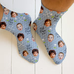 Blisscorners Best Dad By Par Custom Kids Face Blue Socks, Personalized Socks With Photos, Dad Golf GiftLM2611