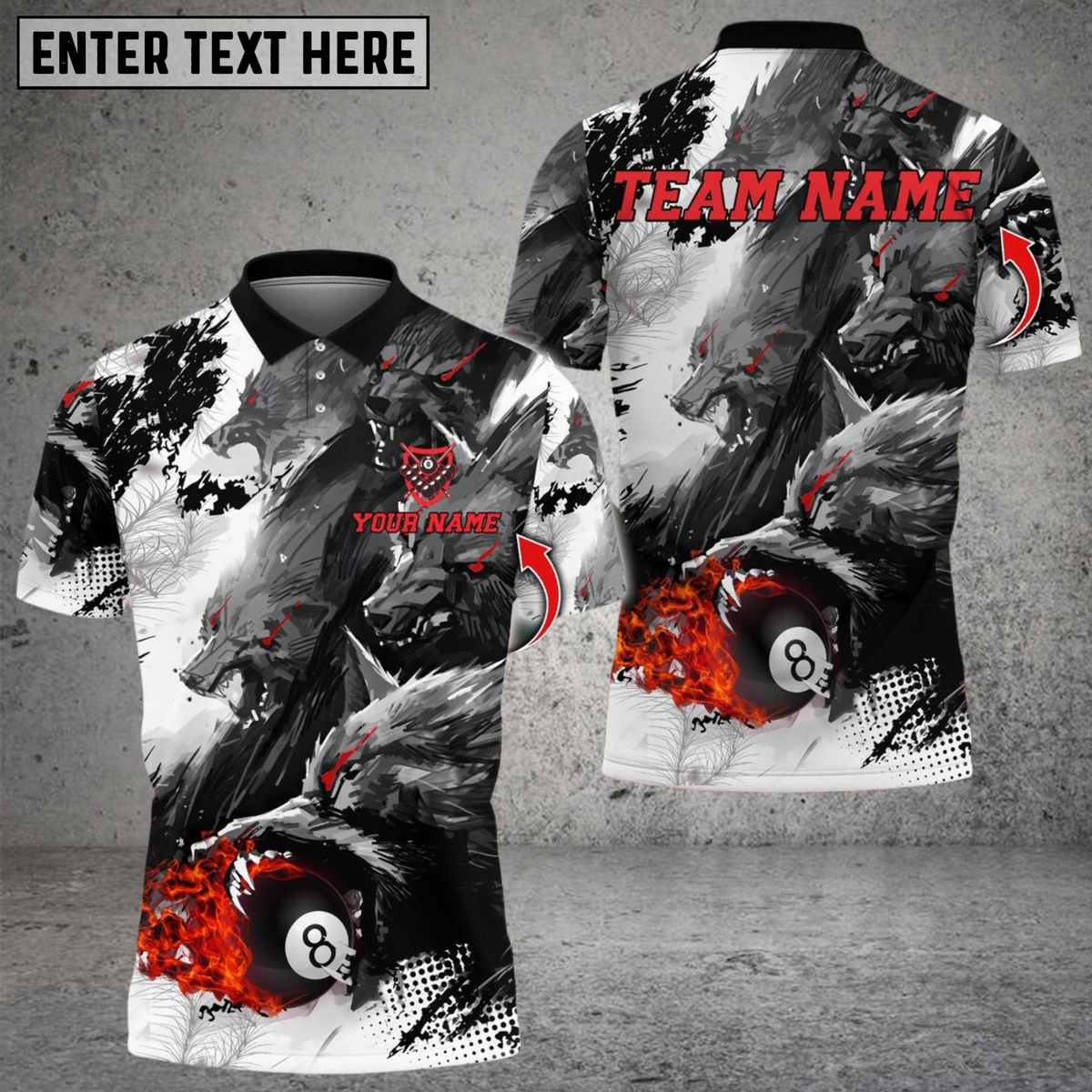 Blisscorners Wolf Billiards 8 Ball Multicolor Customized Name, Team Name 3D Shirt