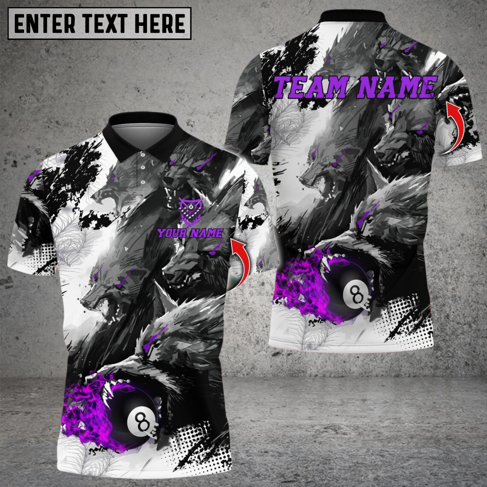 Blisscorners Wolf Billiards 8 Ball Multicolor Customized Name, Team Name 3D Shirt