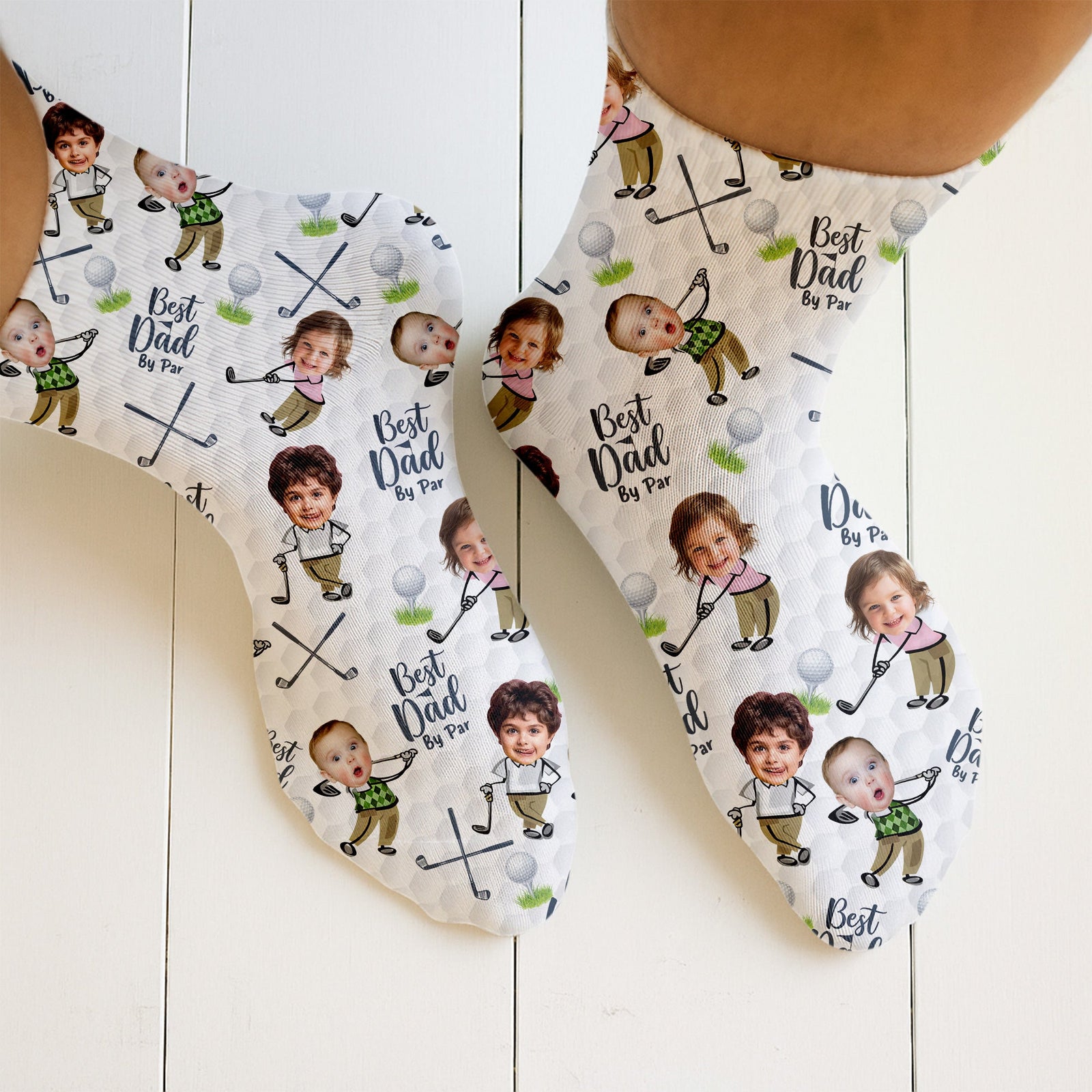 Blisscorners Best Dad By Par Custom Face Kids Photo, Golf Socks For Dad, Fun Socks For Men, Christmas Golf GiftLM2611