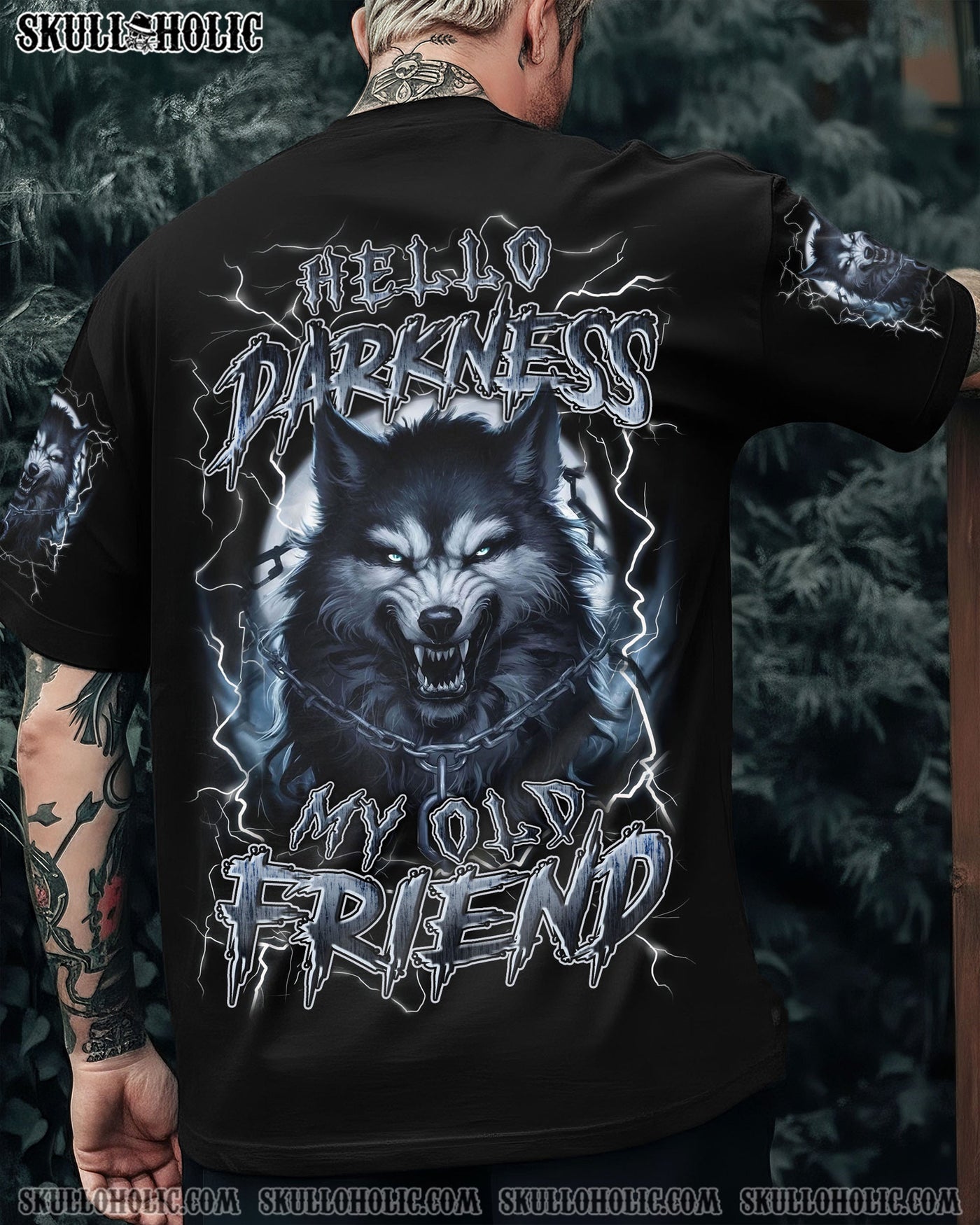 BLISSCORNERS HELLO DARKNESS MY OLD FRIEND WOLF ALL OVER PRINT