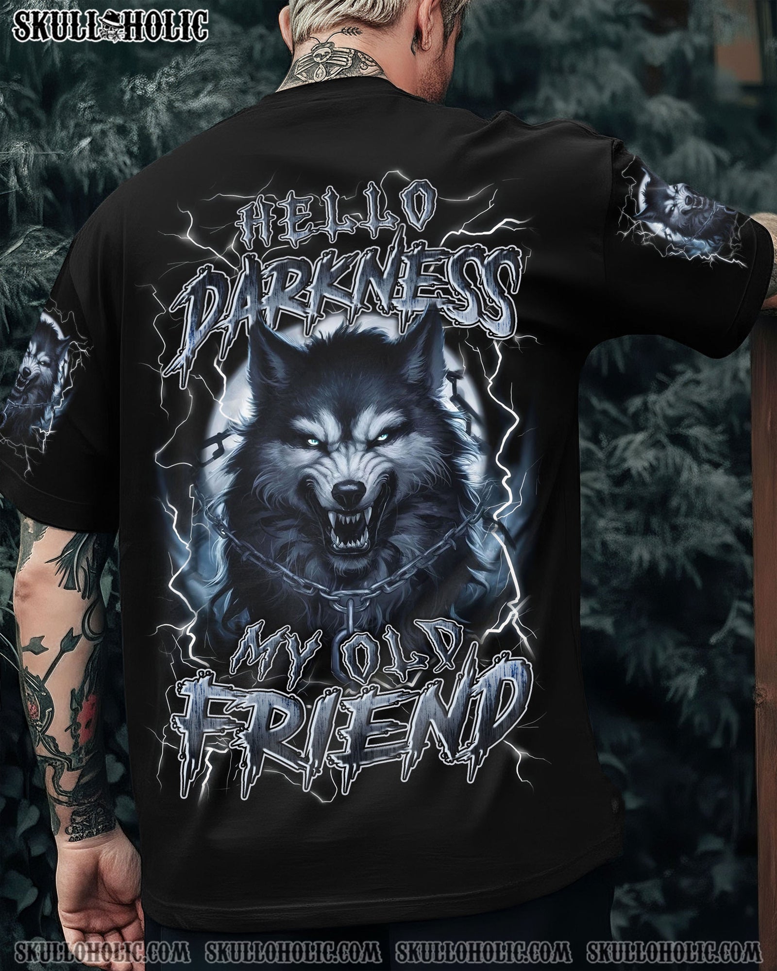 BLISSCORNERS HELLO DARKNESS MY OLD FRIEND WOLF ALL OVER PRINT
