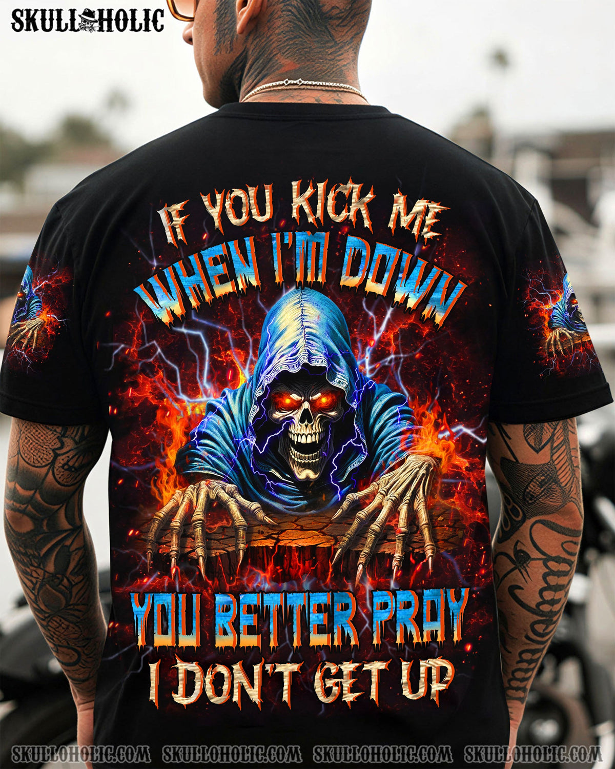BLISSCORNERS IF YOU KICK ME WHEN I'M DOWN REAPER ALL OVER PRINT
