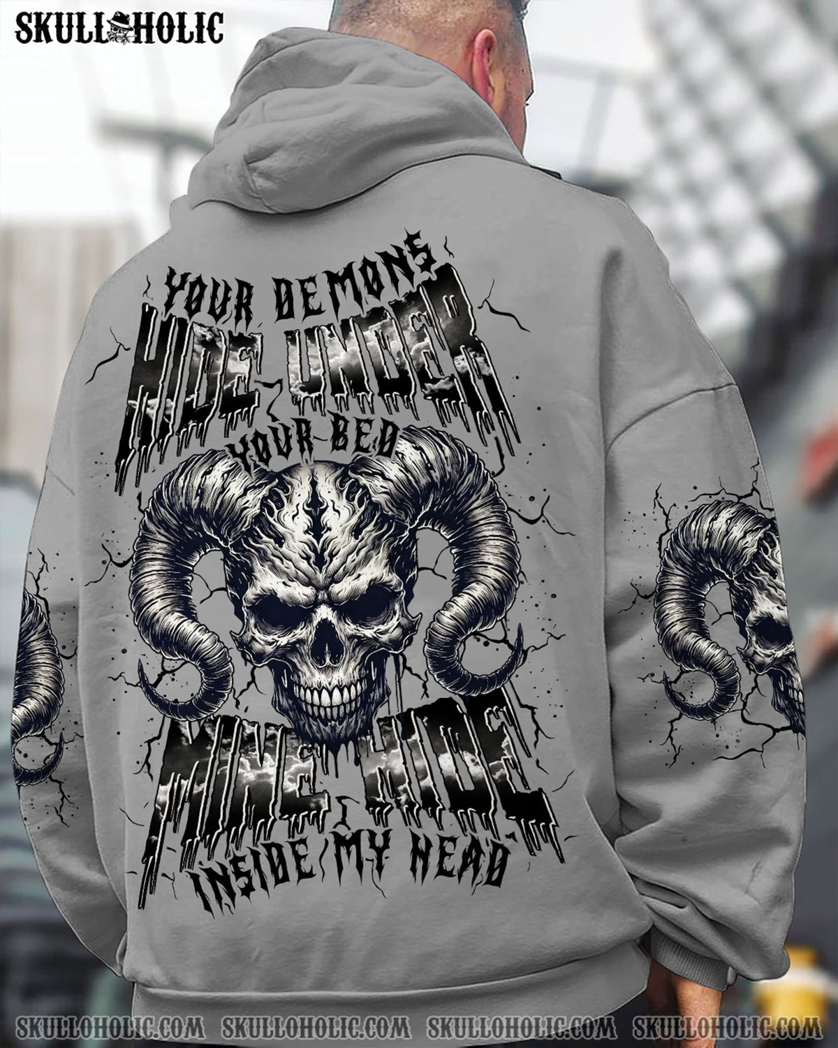 BLISSCORNERS YOUR DEMONS HIDE UNDER YOUR BED SKULL ALL OVER PRINT