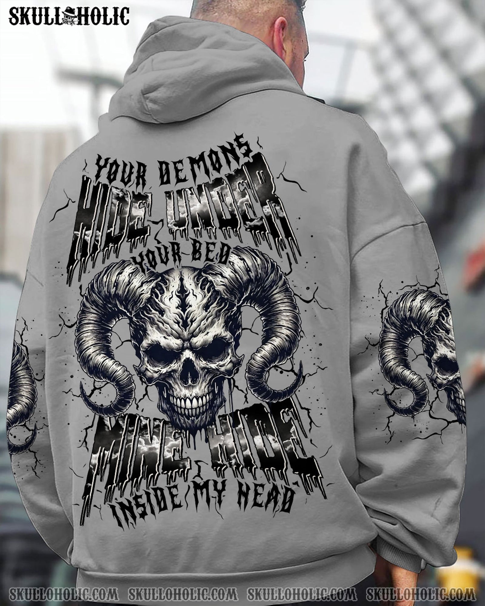 BLISSCORNERS YOUR DEMONS HIDE UNDER YOUR BED SKULL ALL OVER PRINT