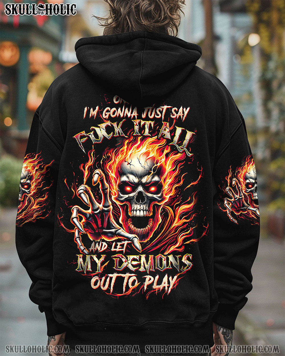 BLISSCORNERS ONE DAY I'M GONNA JUST SAY FIRE SKULL ALL OVER PRINT