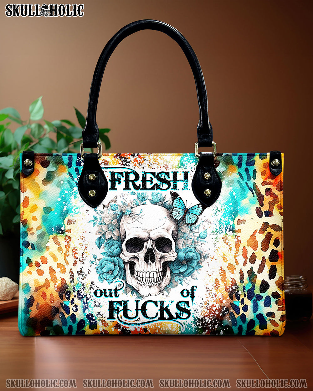 BLISSCORNERS FRESH OUT OF F SKULL LEOPARD LEATHER HANDBAG