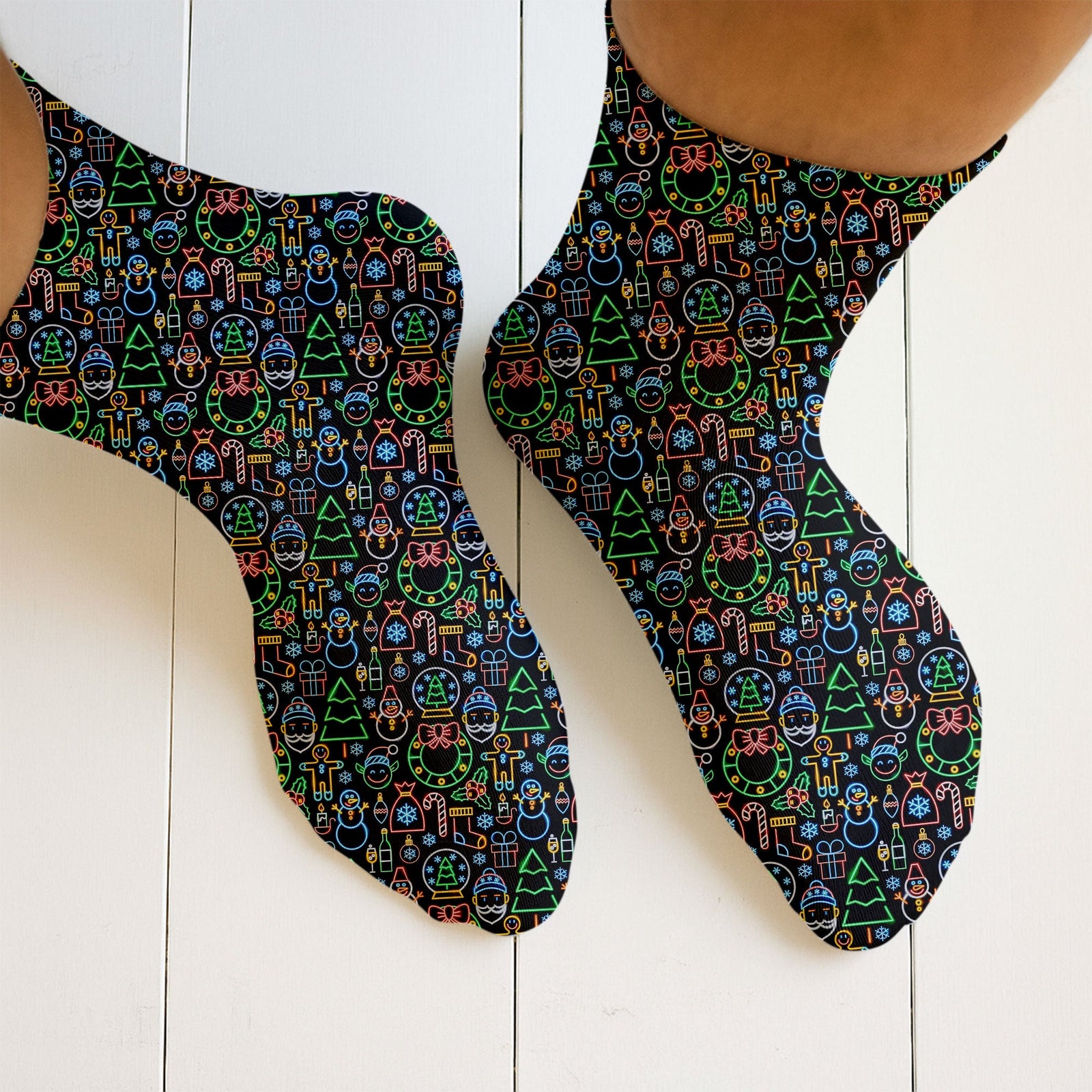 Blisscorners Neon Christmas Retro Style Golf Socks, Christmas Golf Gift, Gifts For Golf LoversLM2611