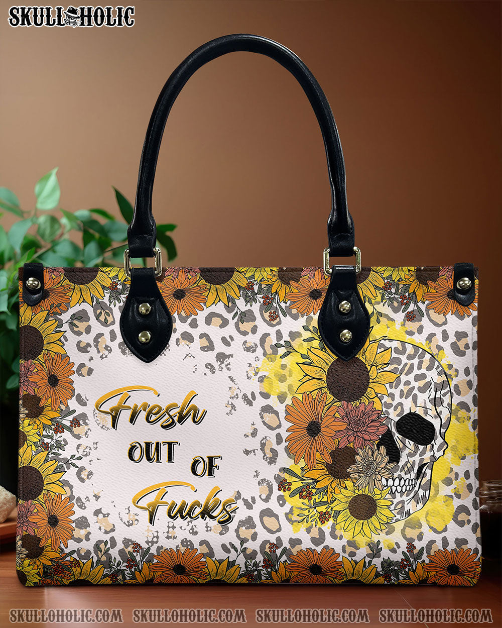BLISSCORNERS FRESH OUT OF F FLORAL SKULL LEATHER HANDBAG