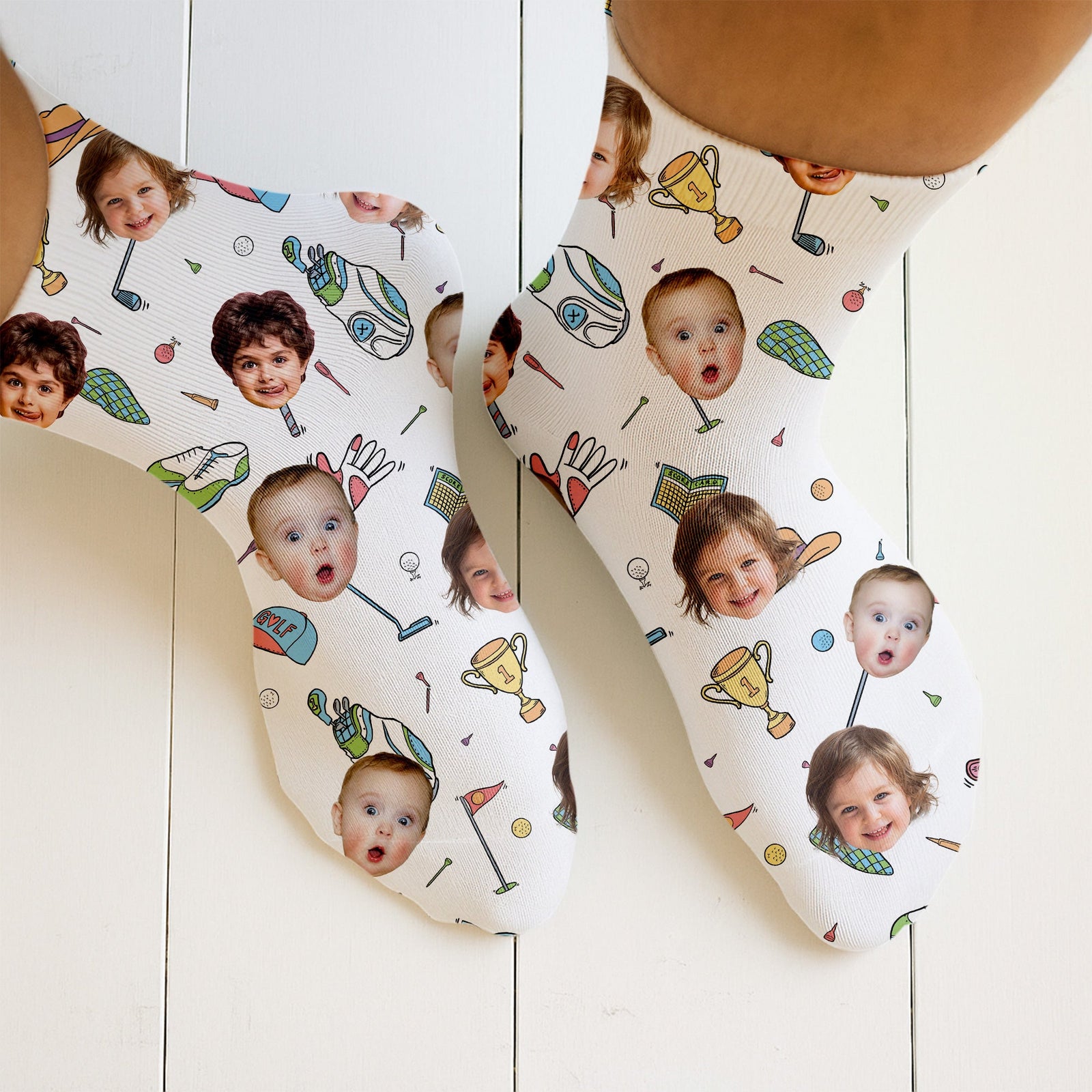 Blisscorners Custom Kids Photo Fun Golf Socks for Dad, Personalized Socks With Photos, Christmas Golf GiftLM2611