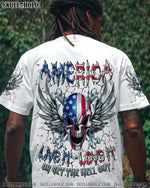 BLISSCORNERS AMERICA LIVE IT LOVE IT OR GET THE HELL OUT ALL OVER PRINT