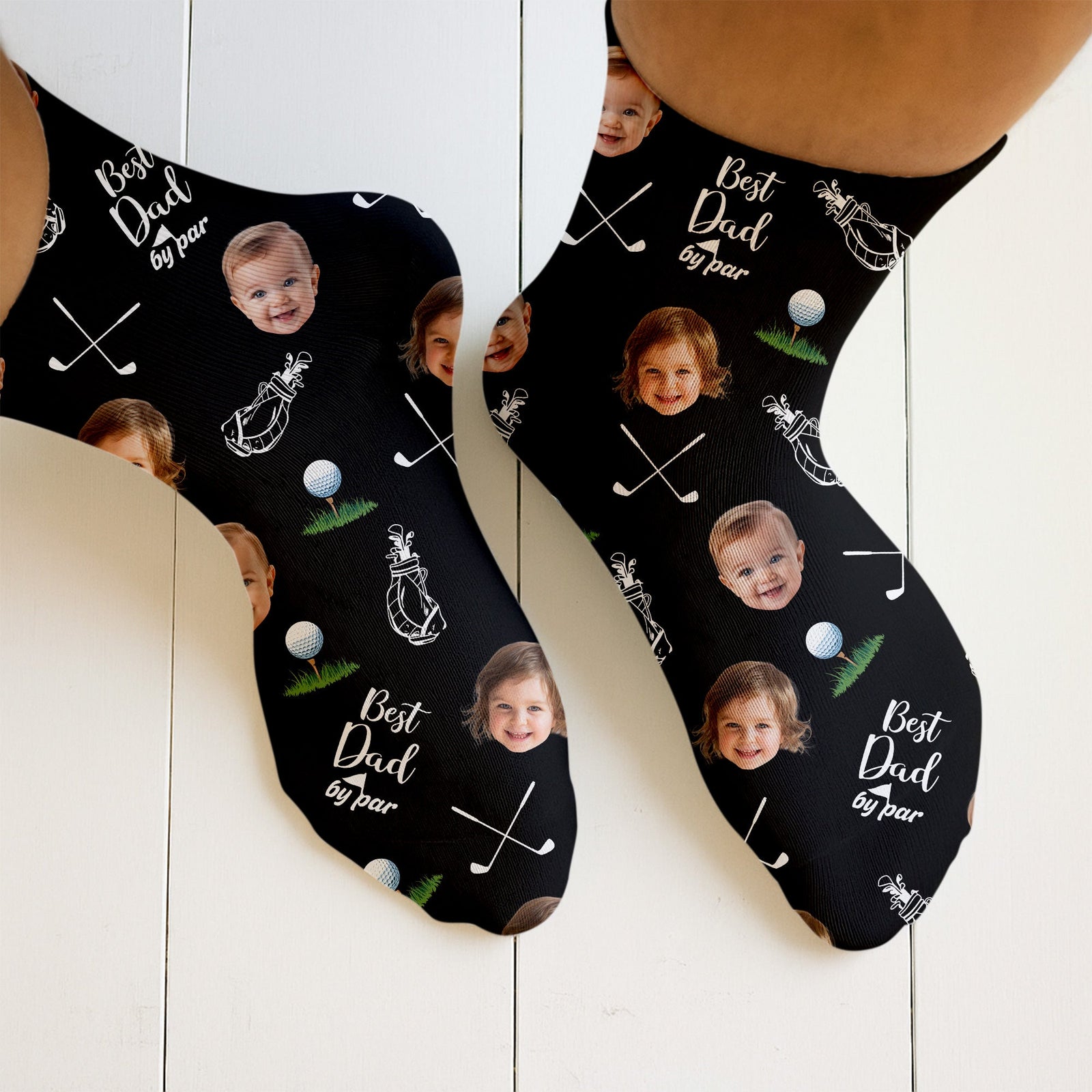 Blisscorners Custom Face Best Dad By Par Golf socks , Fun Socks For Men, Christmas Golf GiftLM2611