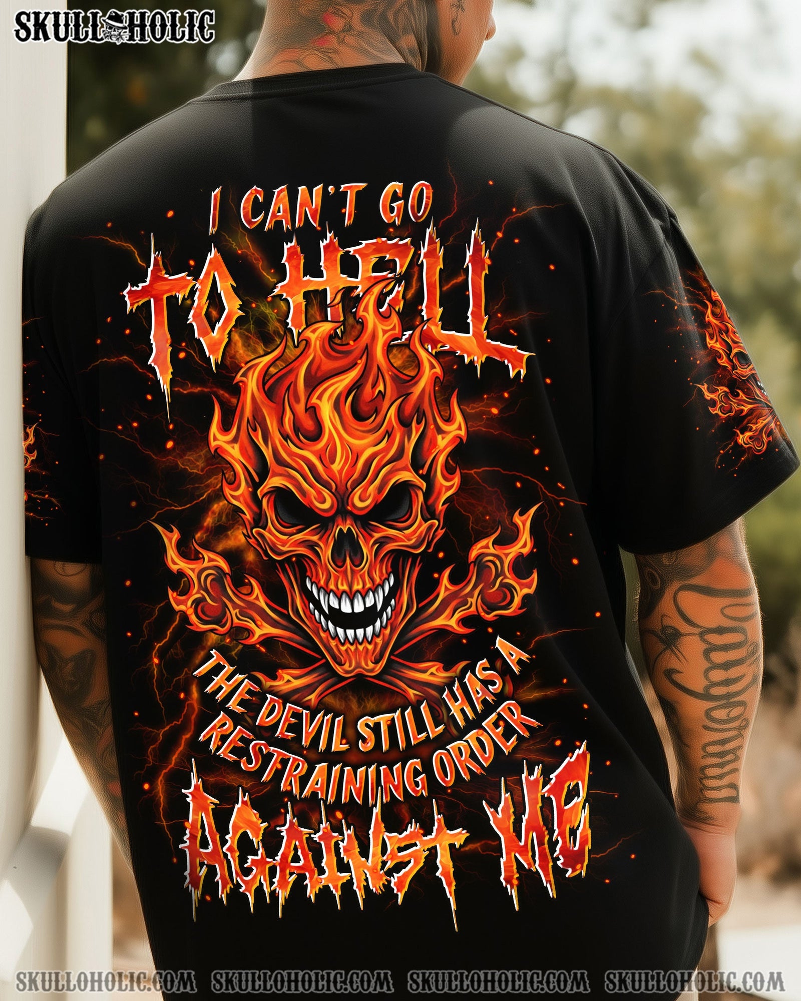 BLISSCORNERS I CAN'T GO TO HELL FIRE SKULL ALL OVER PRINT