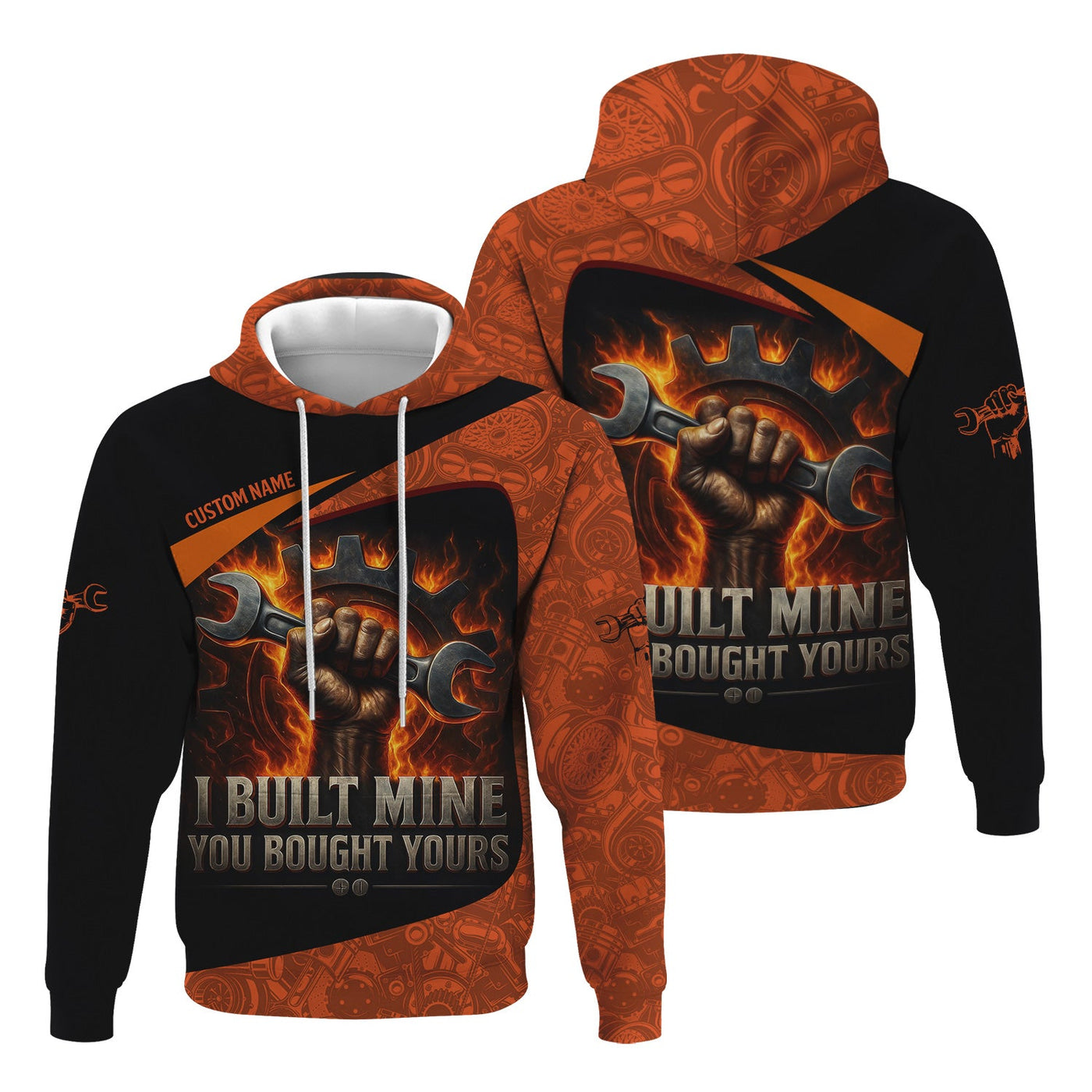 Blisscorners Personalized Mechanic Shirt, I Built Mine You Bought Yours, Flame Design, Gift For Men