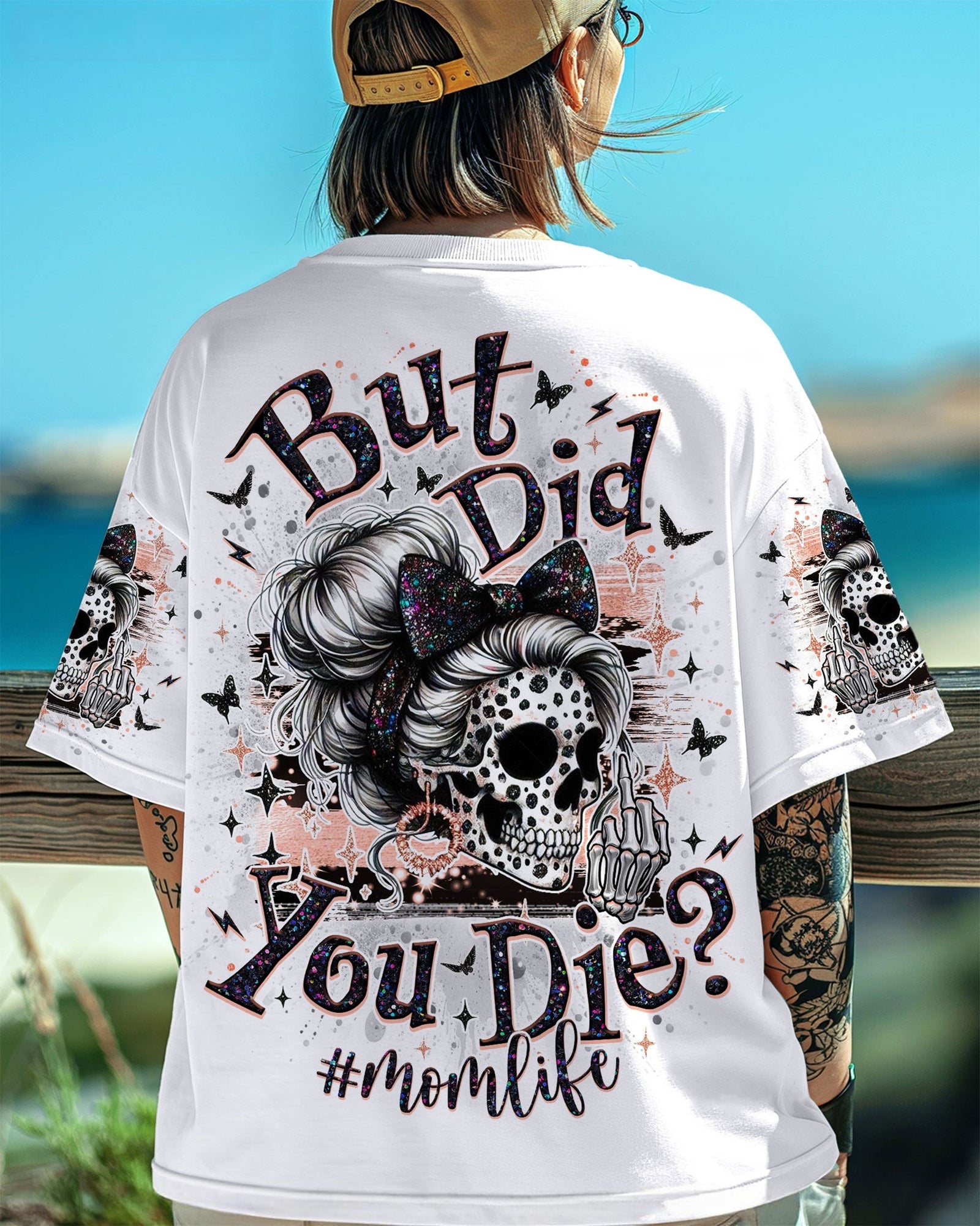 BLISSCORNERS F-BOMB MOM MESSY BUN SKULL ALL OVER PRINT