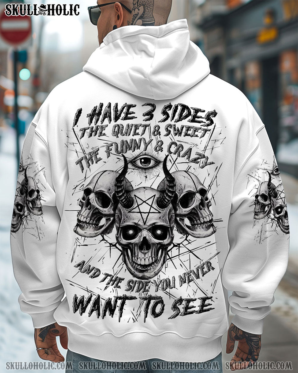 BLISSCORNERS I HAVE 3 SIDES 3 SKULLS ALL OVER PRINT