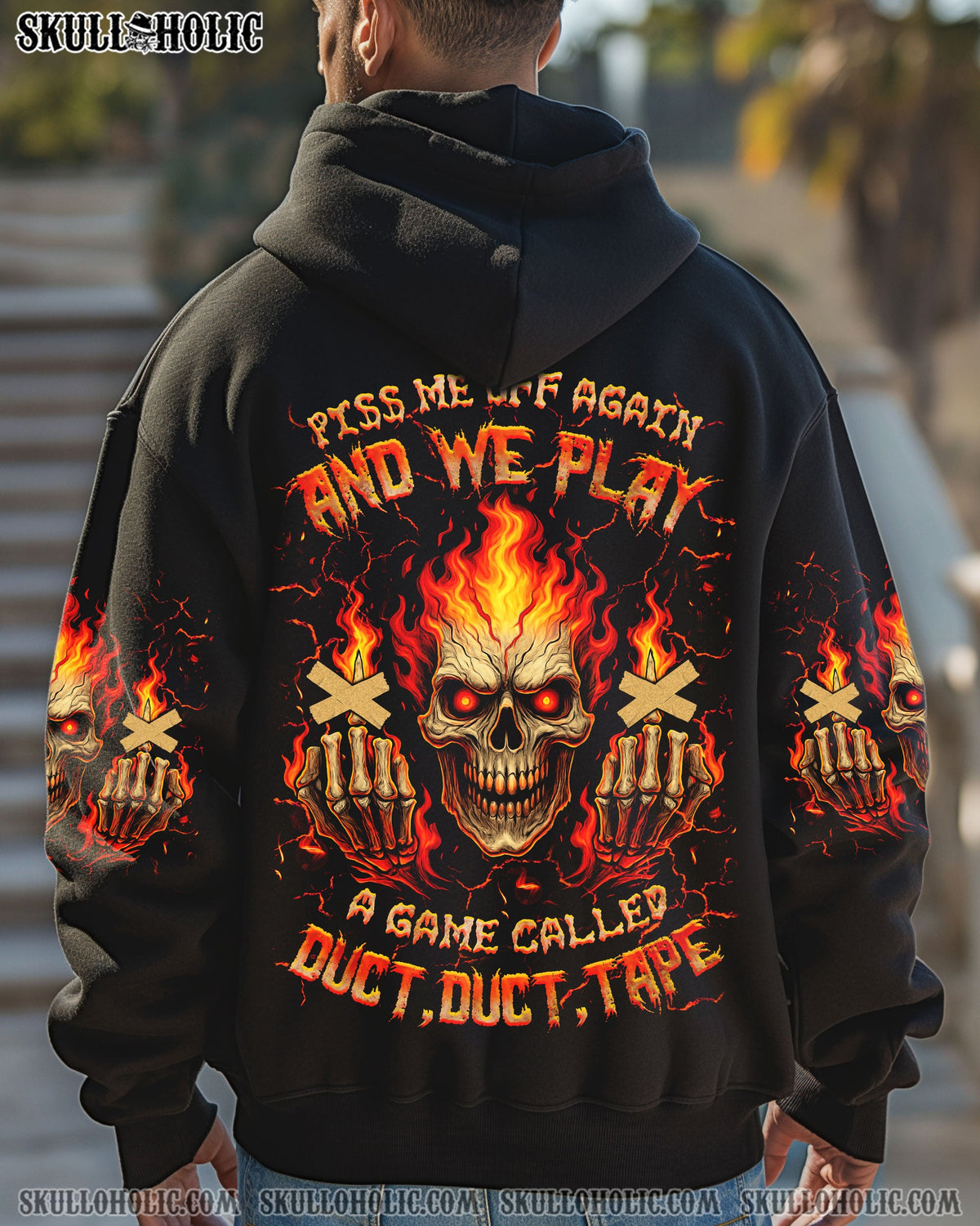 BLISSCORNERS PISS ME OFF AGAIN FIRE SKULL ALL OVER PRINT