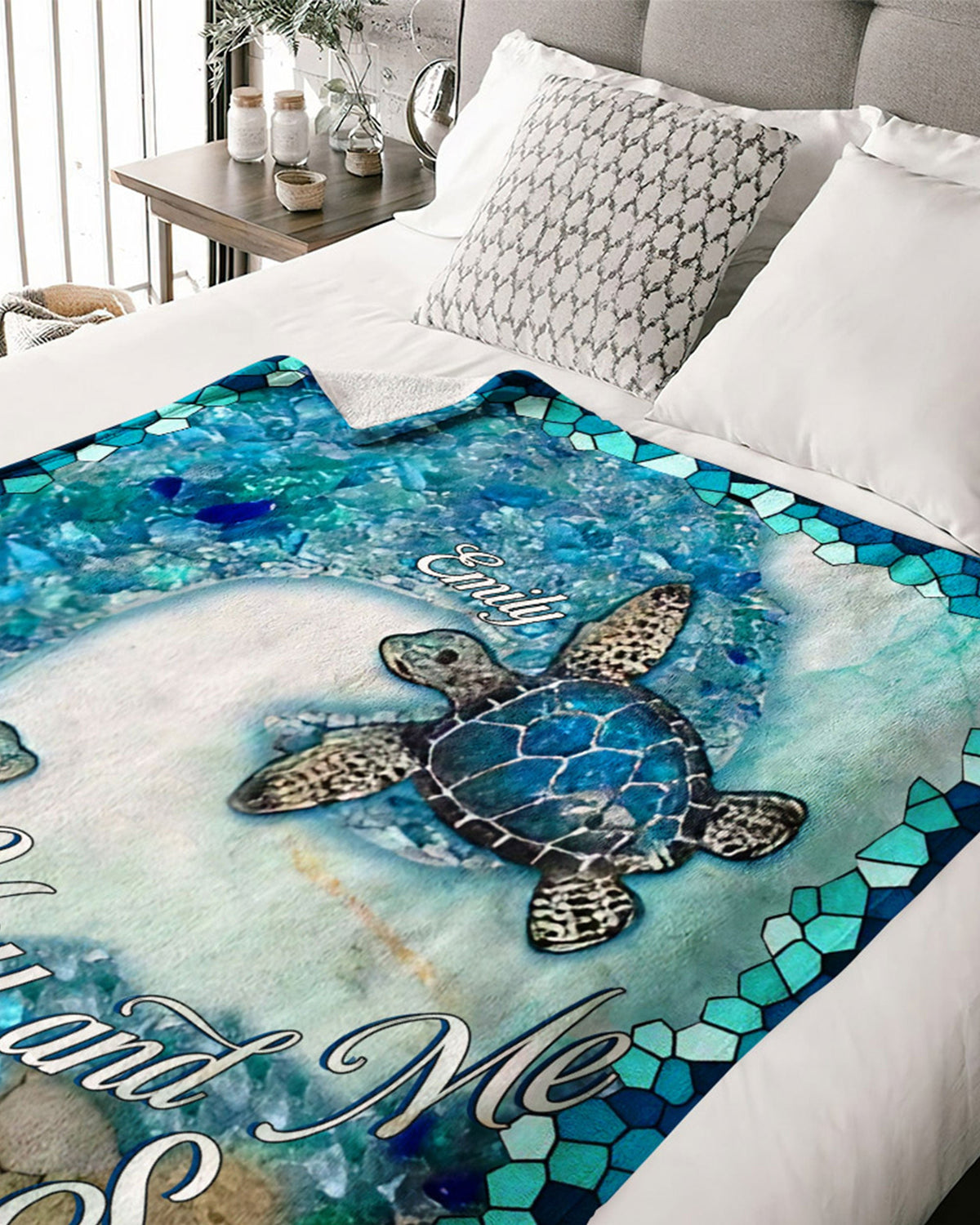 BLISSCORNERS PERSONALIZED YOU AND ME AND THE SEA FLEECE BLANKET