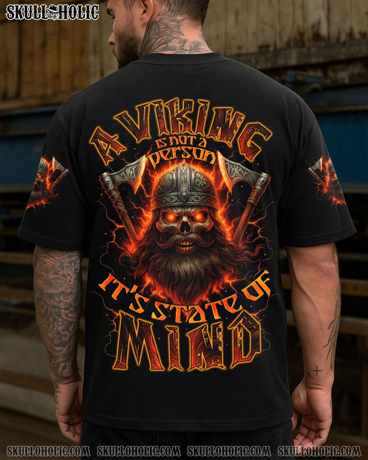BLISSCORNERS IT'S A STATE OF MIND VIKING SKULL ALL OVER PRINT