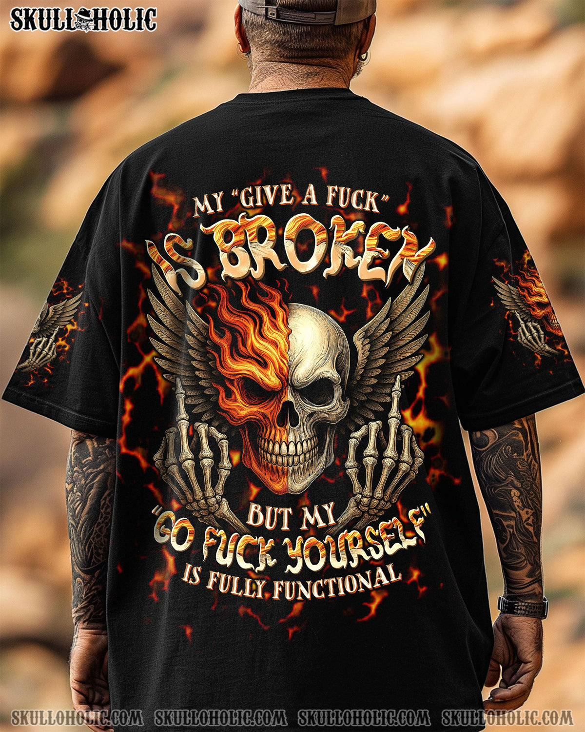 BLISSCORNERS MY GIVE A F IS BROKEN SKULL WINGS ALL OVER PRINT