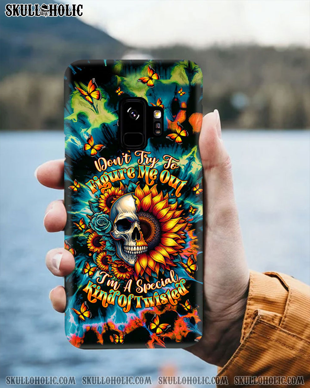 BLISSCORNERS DON'T TRY TO FIGURE ME OUT SKULL SUNFLOWER PHONE CASE