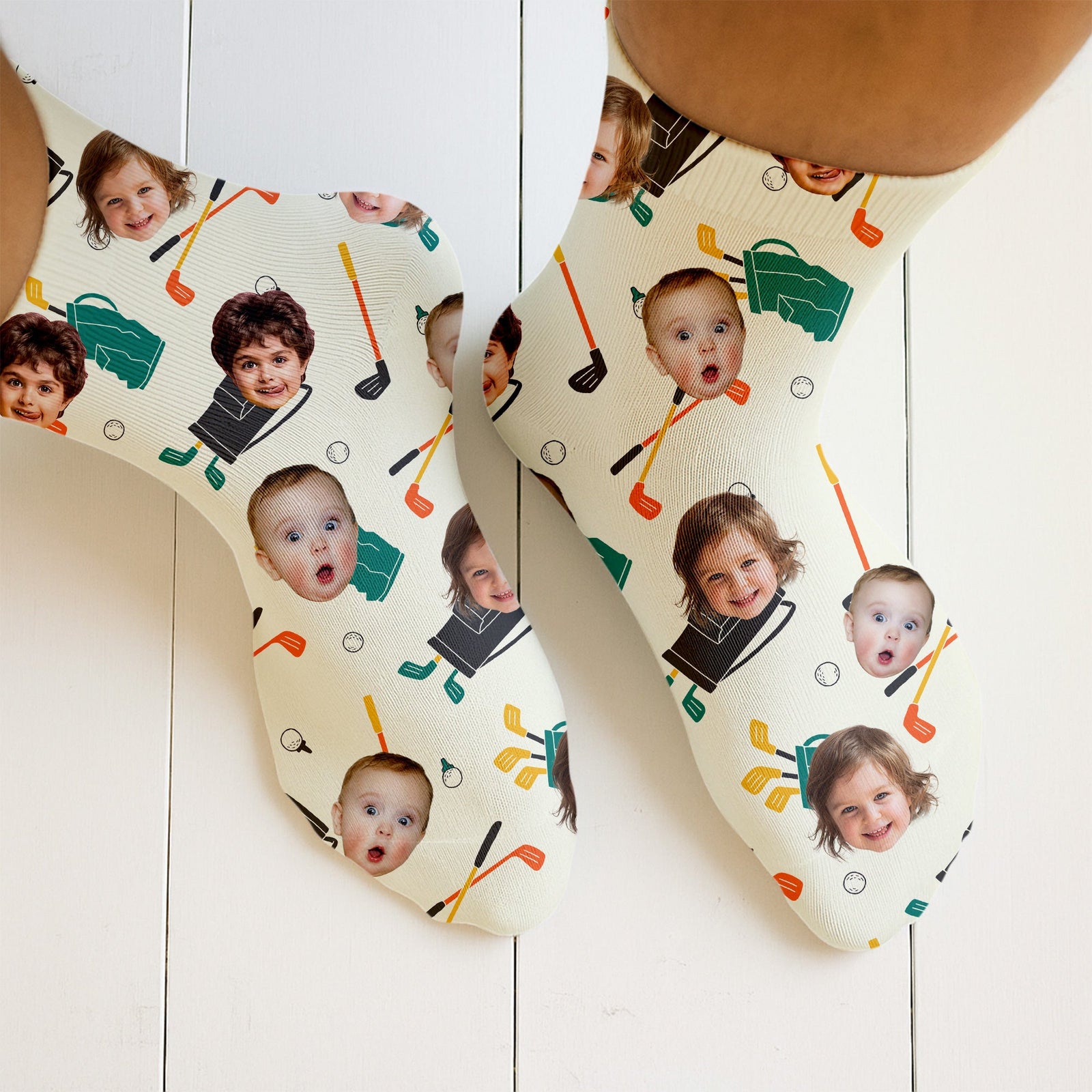 Blisscorners Custom Socks With Kids Faces, Fun Socks For Men, Christmas Golf Gift, Gifts For The Golfing DadLM2611