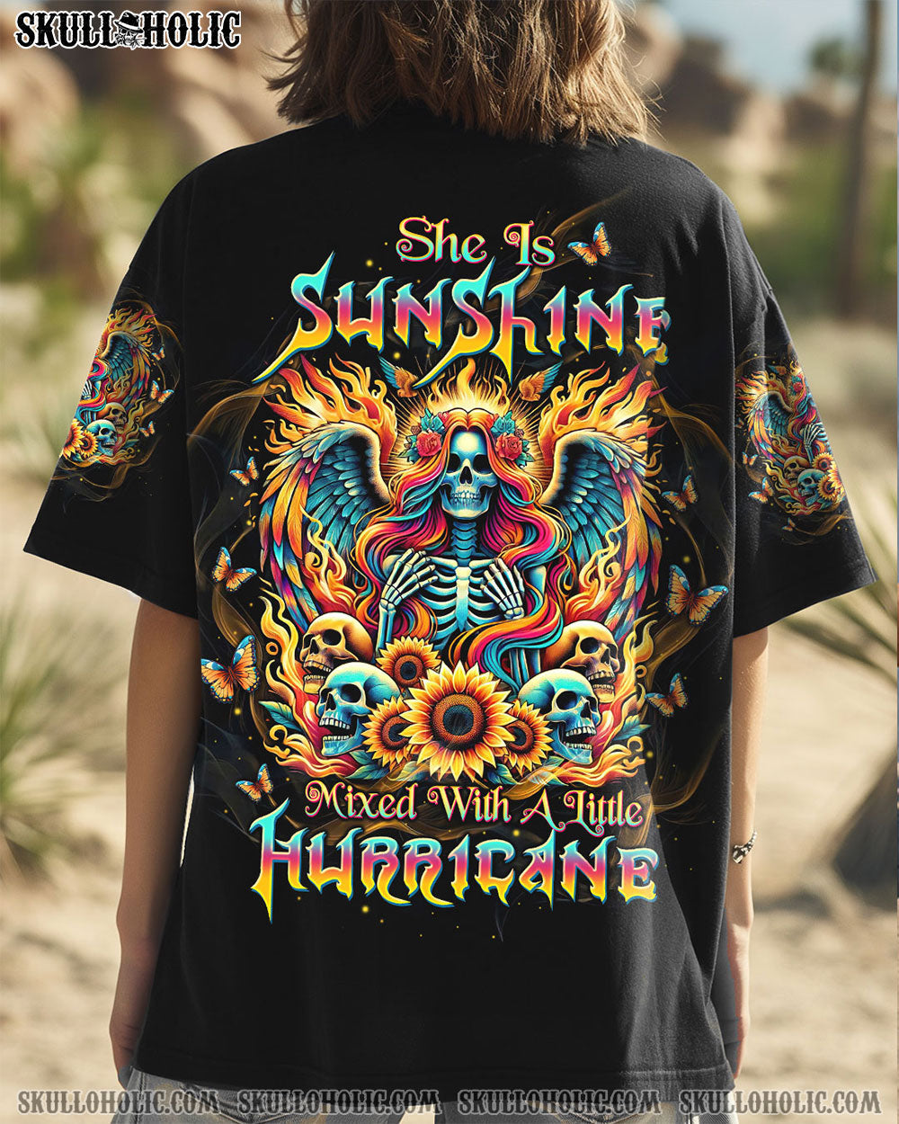 BLISSCORNERS SHE IS SUNSHINE SKELETON WINGS ALL OVER PRINT
