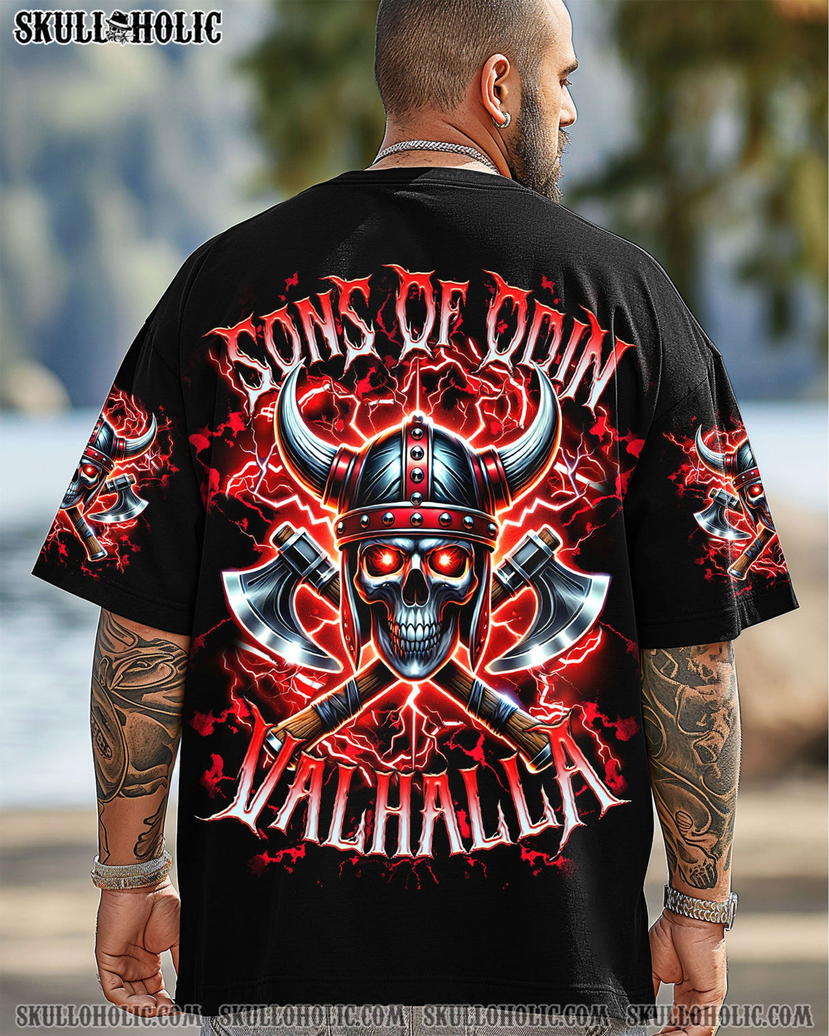 BLISSCORNERS SONS OF ODIN VALHALLA VIKING SKULL ALL OVER PRINT