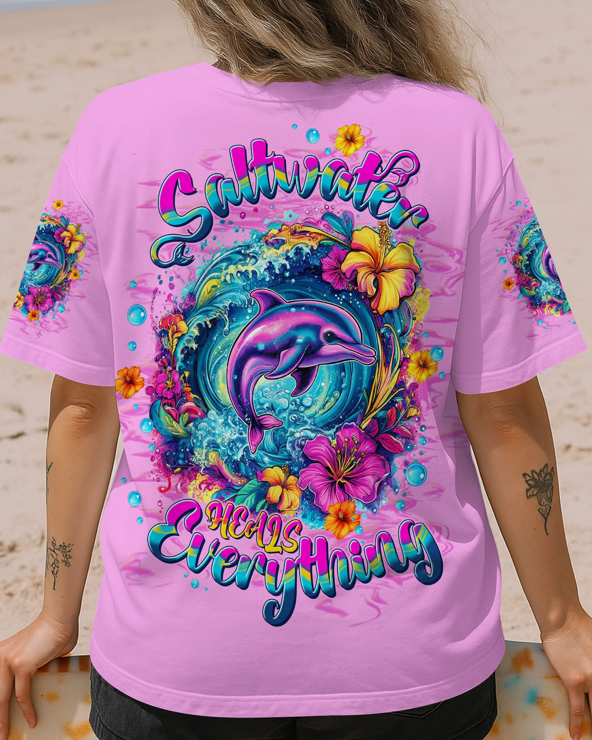 BLISSCORNERS SALTWATER HEALS EVERYTHING DOLPHIN ALL OVER PRINT