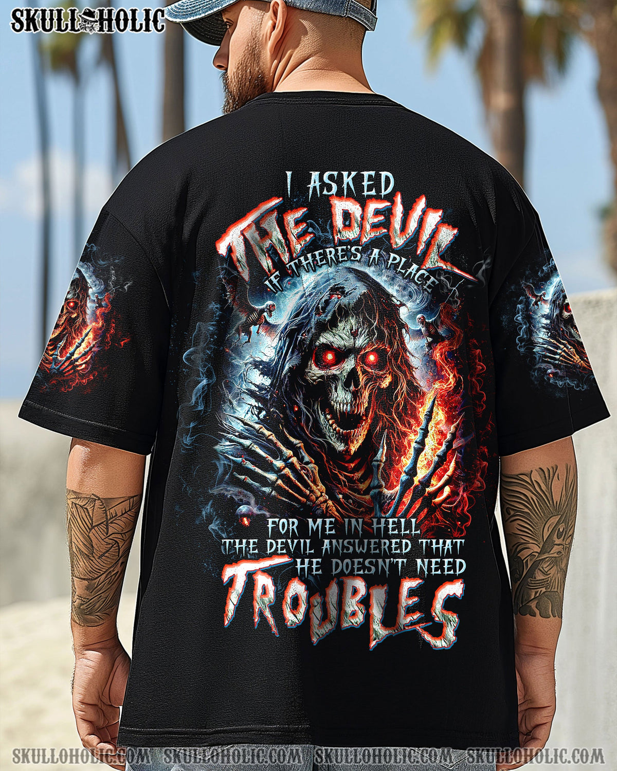 BLISSCORNERS I ASKED THE DEVIL SKULL REAPER ALL OVER PRINT
